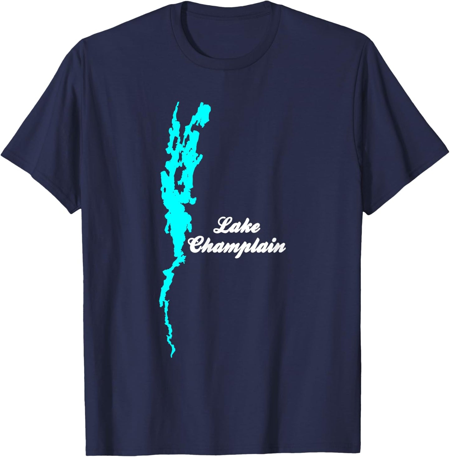 Minimalist Lake Champlain, New York and Vermont T-Shirt - T-Shirt | Navy