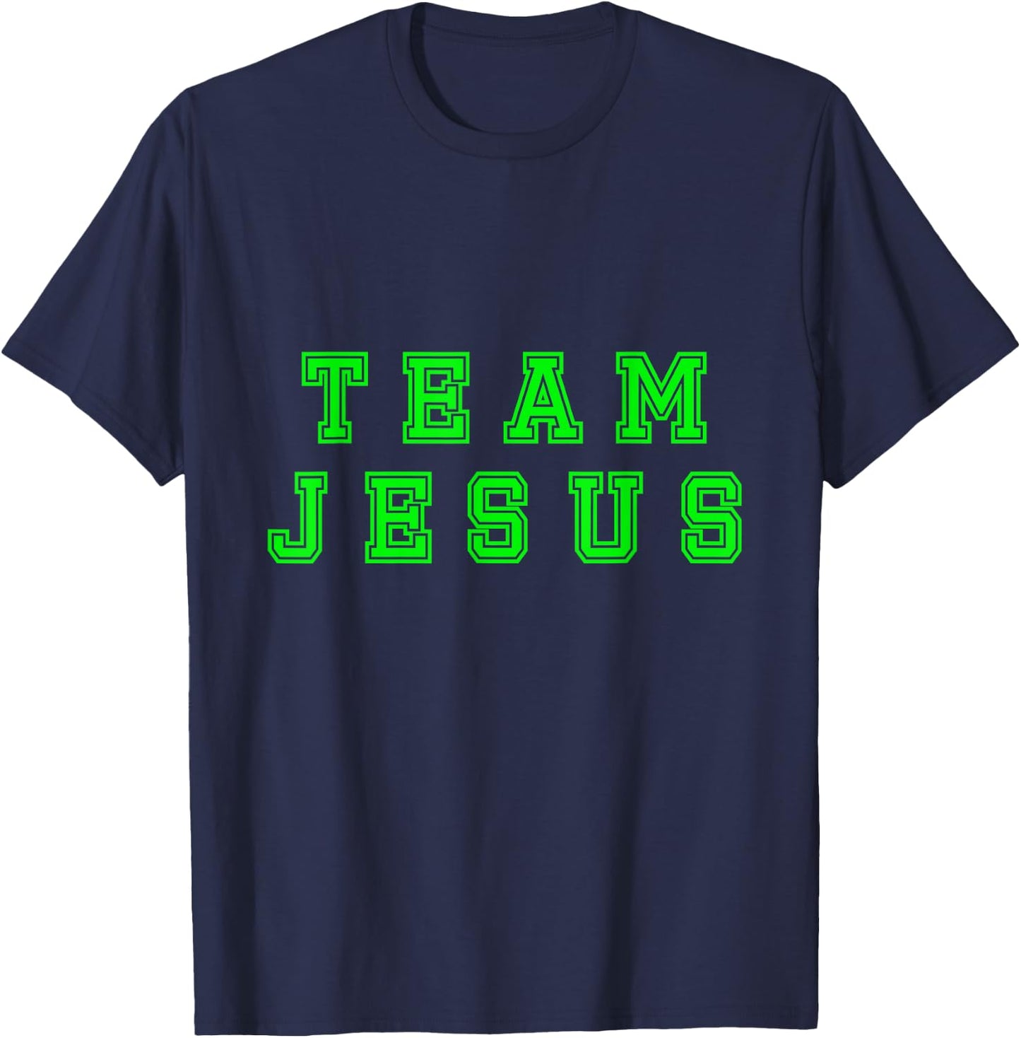 Lime green text Team Jesus Christian Athletic sports faith T-Shirt - T-Shirt | Navy