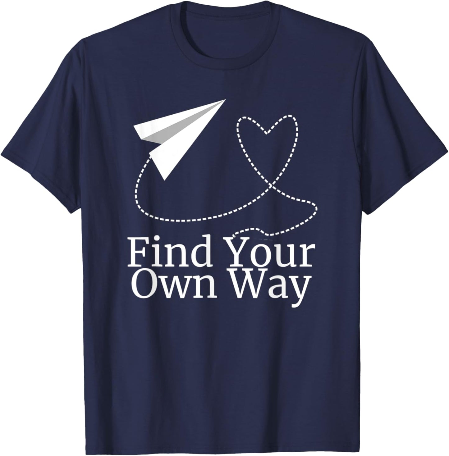 Find Your Own Way Airplane Heart Path T-Shirt - T-Shirt | Navy