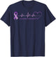 Alzheimer Disease Awareness Wear Alzheimer Ribbon Heartbeat T-Shirt - T-Shirt | Navy