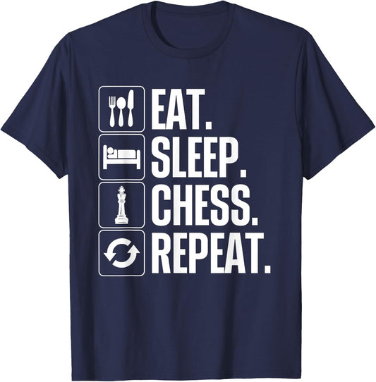 Cute Chess Player Art Boys Kids Chess Lover Novelty T-Shirt - T-Shirt | Navy