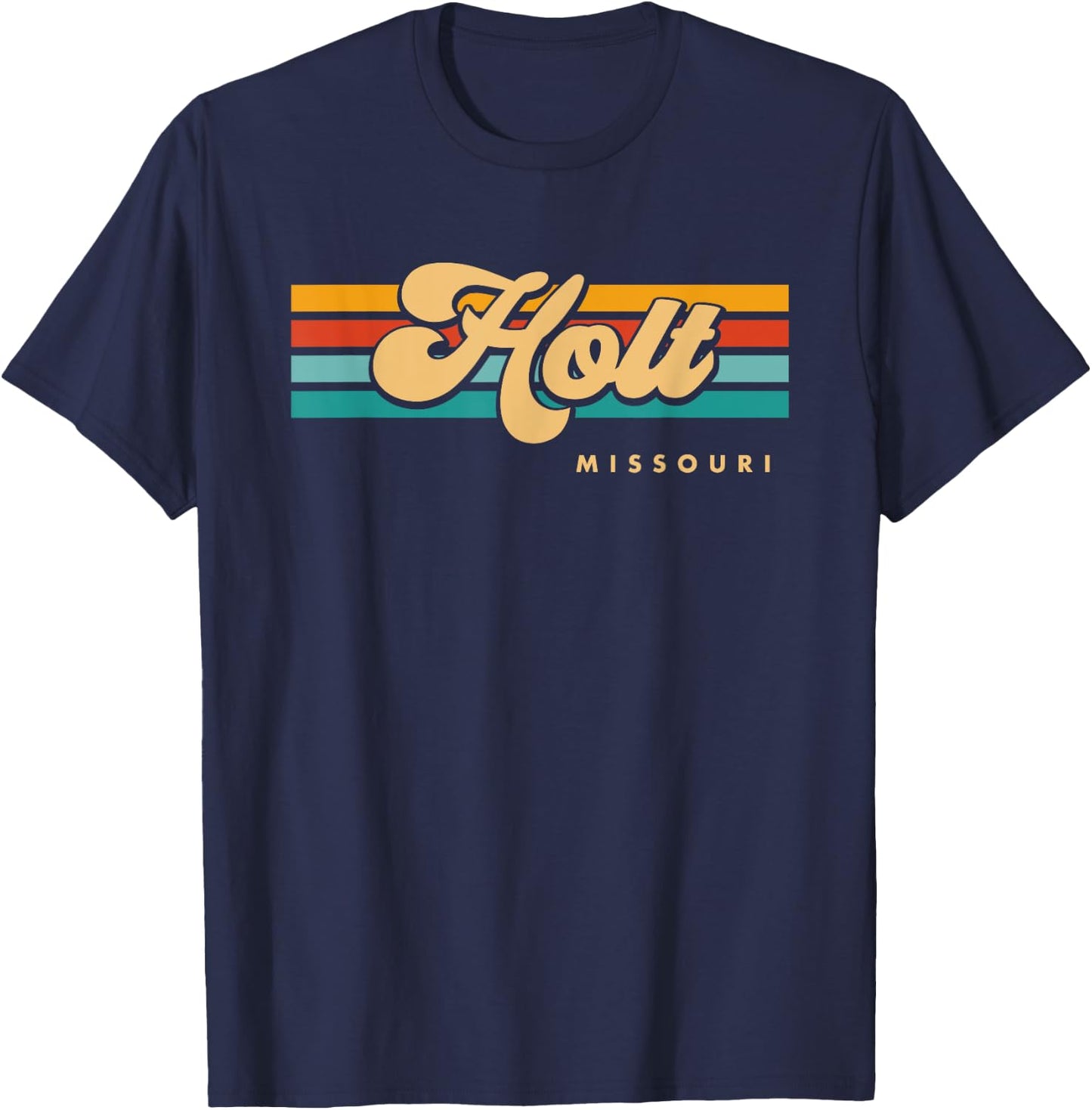 Vintage Sunset Stripes Holt, Missouri T-Shirt - T-Shirt | Navy