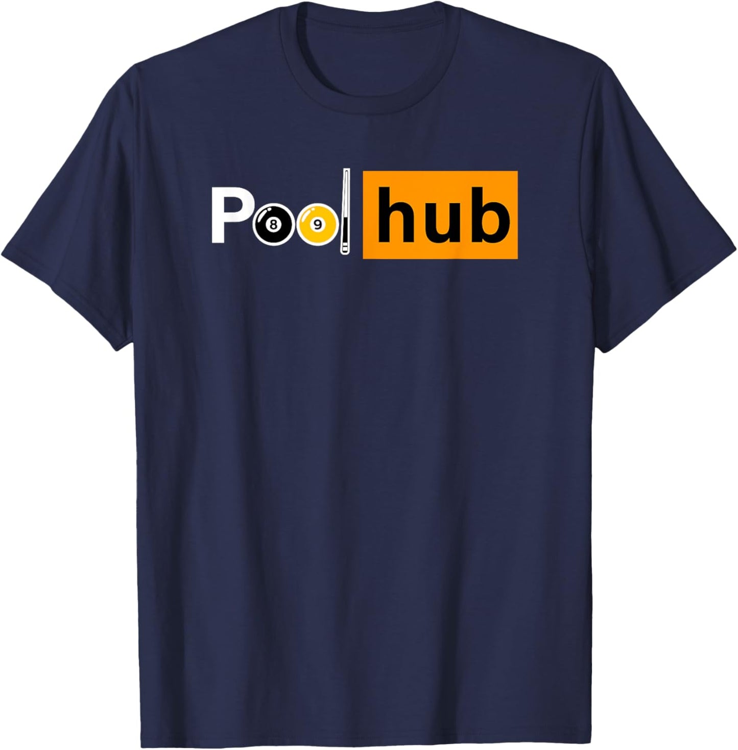 Funny Billiards Game - Pool Hub - Billiard Balls & Cue Stick T-Shirt - T-Shirt | Navy
