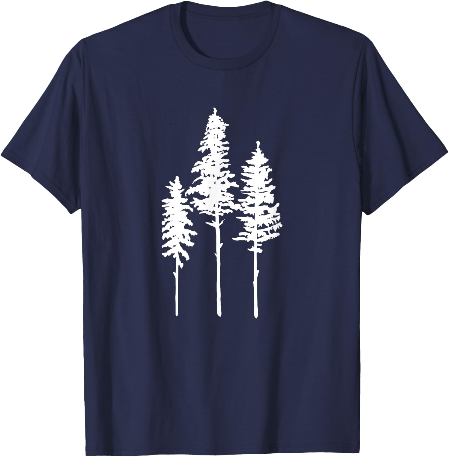 Skinny Pine Tree Graphic Funny Summer Hiking Nature Lover Women Kids T-Shirt - T-Shirt | Navy