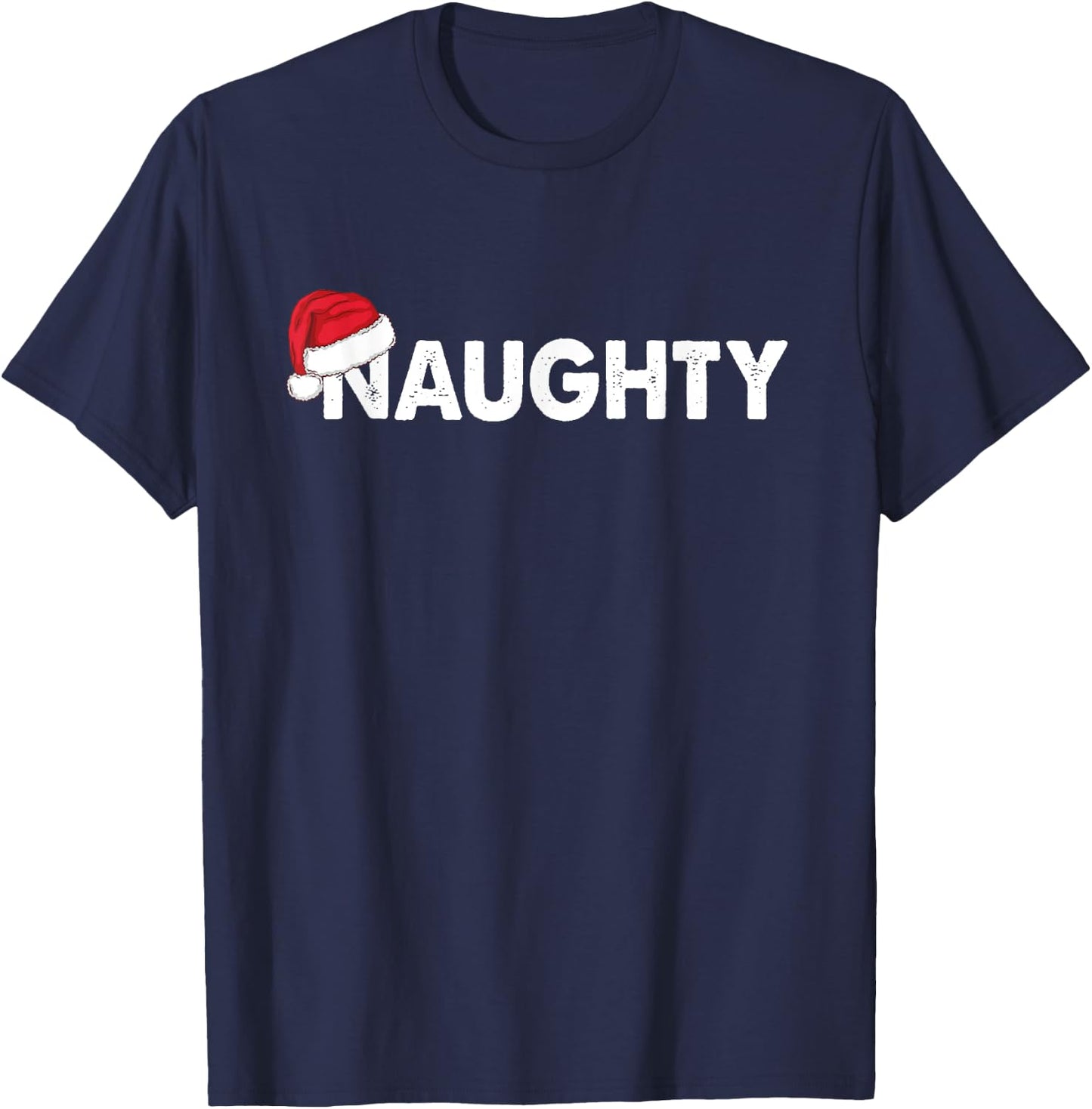 Couples Naughty or Nice Black Naughty or Nice Matching Christmas Couples - Small - -Adults T-Shirt - T-Shirt | Navy
