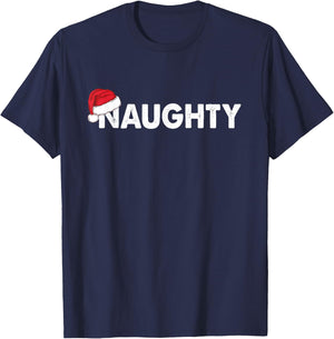 Couples Naughty or Nice Black Naughty or Nice Matching Christmas Couples - Small - -Adults T-Shirt - T-Shirt | Navy