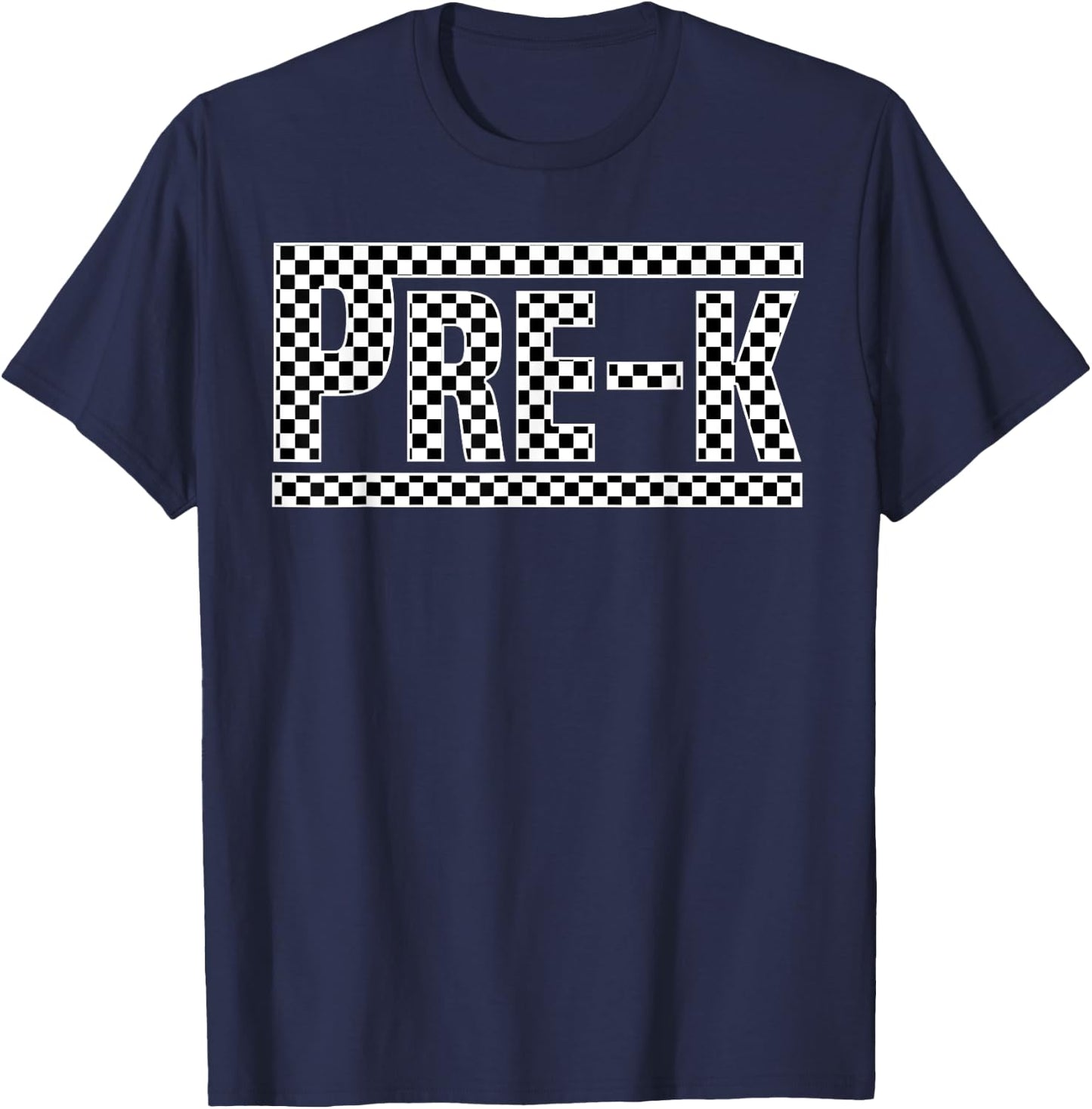 Checkered Pre-k Back to School Boy Girls Kids Teacher T-Shirt - T-Shirt | Navy