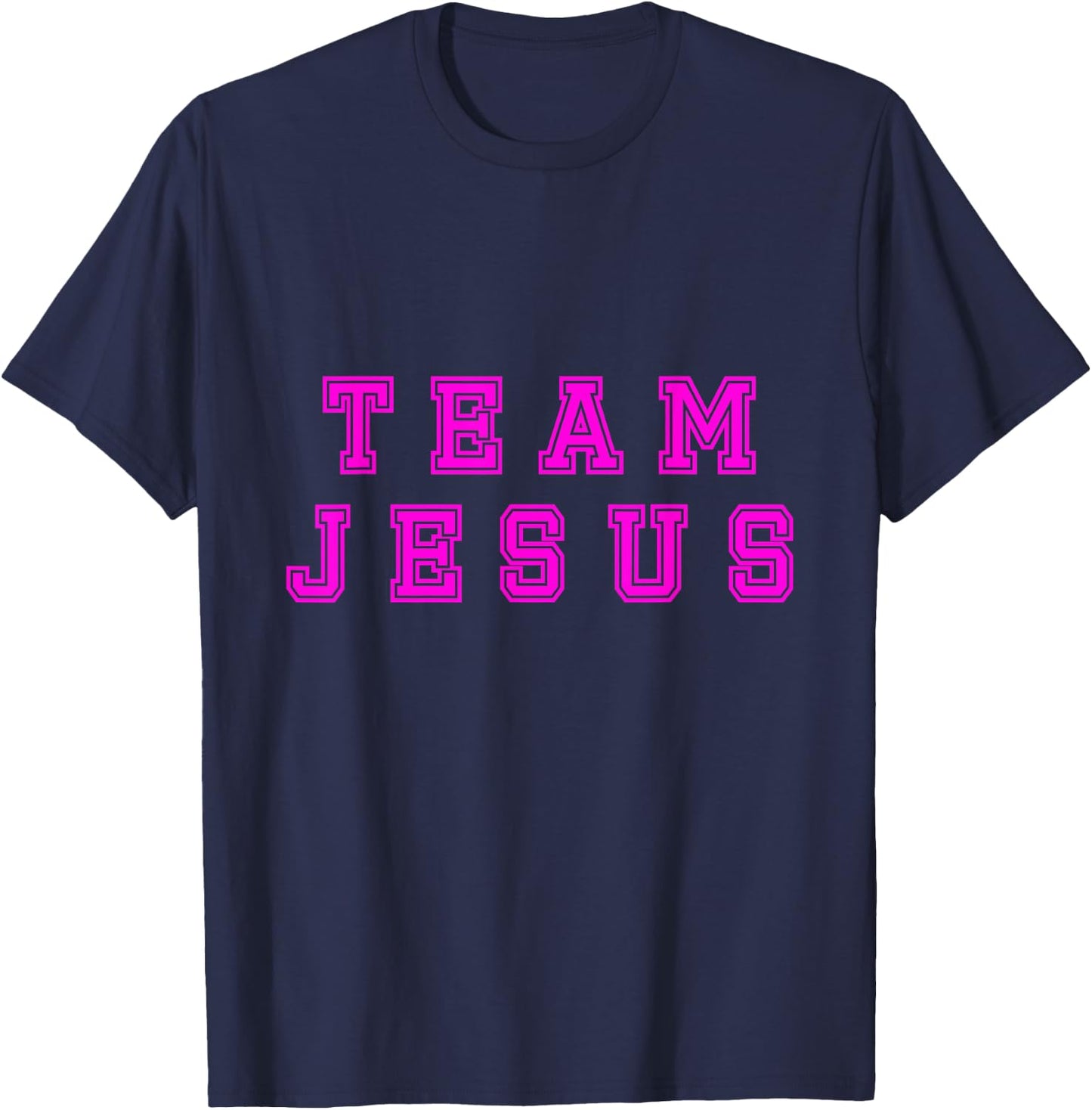 Fuchsia text Team Jesus Christian Athletic sports faith T-Shirt - T-Shirt | Navy