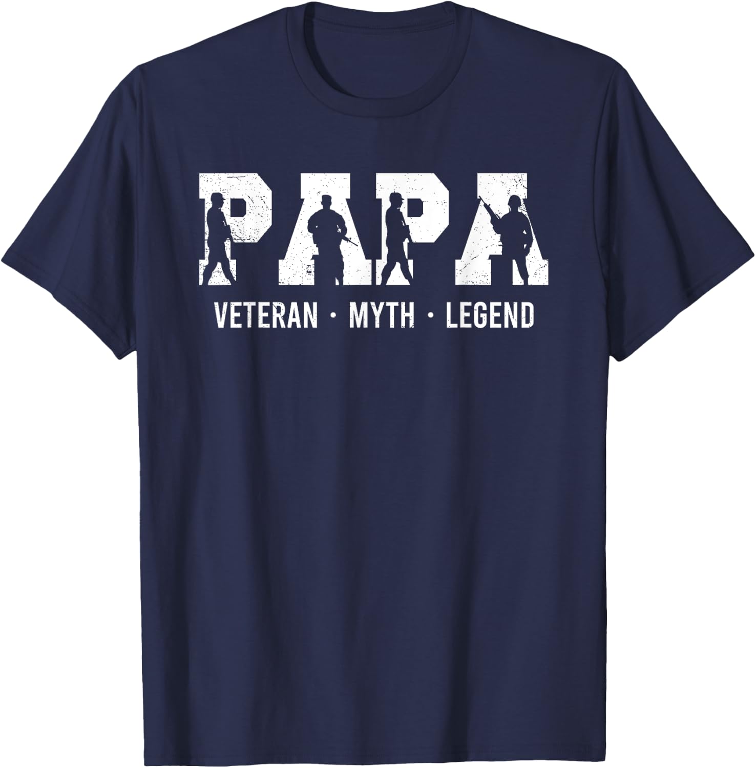 Papa Veteran Myth Legend Shirt Funny Father's Day T-Shirt - T-Shirt | Navy