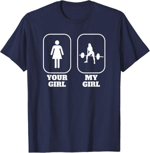 Sumo Deadlift Powerlifting Weightlifting Girlfriend T-Shirt - T-Shirt | Navy