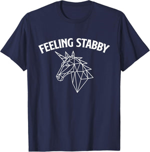 Feeling Stabby - Mythical Animal Rainbow Unicorn T-Shirt - T-Shirt | Navy
