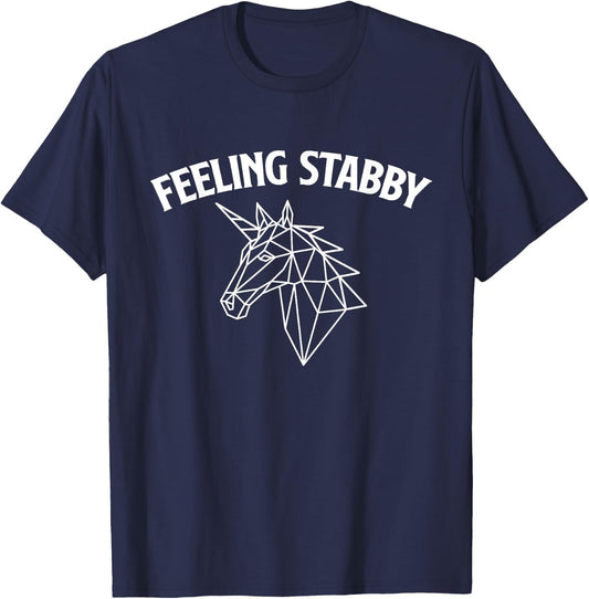 Feeling Stabby - Mythical Animal Rainbow Unicorn T-Shirt - T-Shirt | Navy