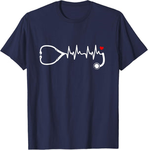 Nurse Heartbeat Clothing - Stethoscope Heart Student Nurse T-Shirt - T-Shirt | Navy