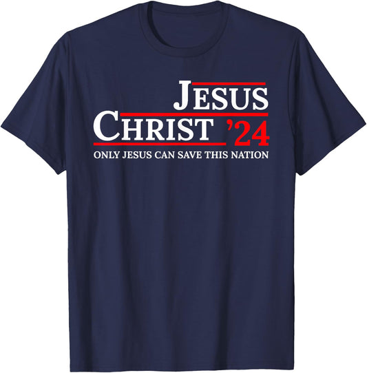 Jesus Christ 24 Only Jesus Can Save This Nation T-Shirt - T-Shirt | Navy