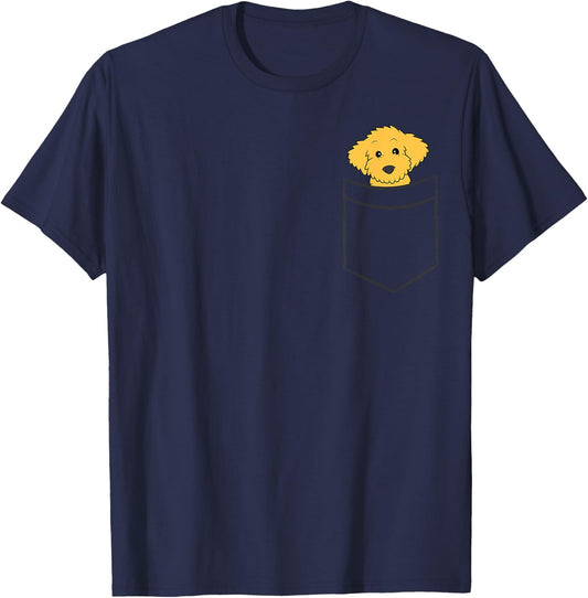 Goldendoodle Dog In Pocket Funny Goldendoodle Women Girls Kids T-Shirt - T-Shirt | Navy