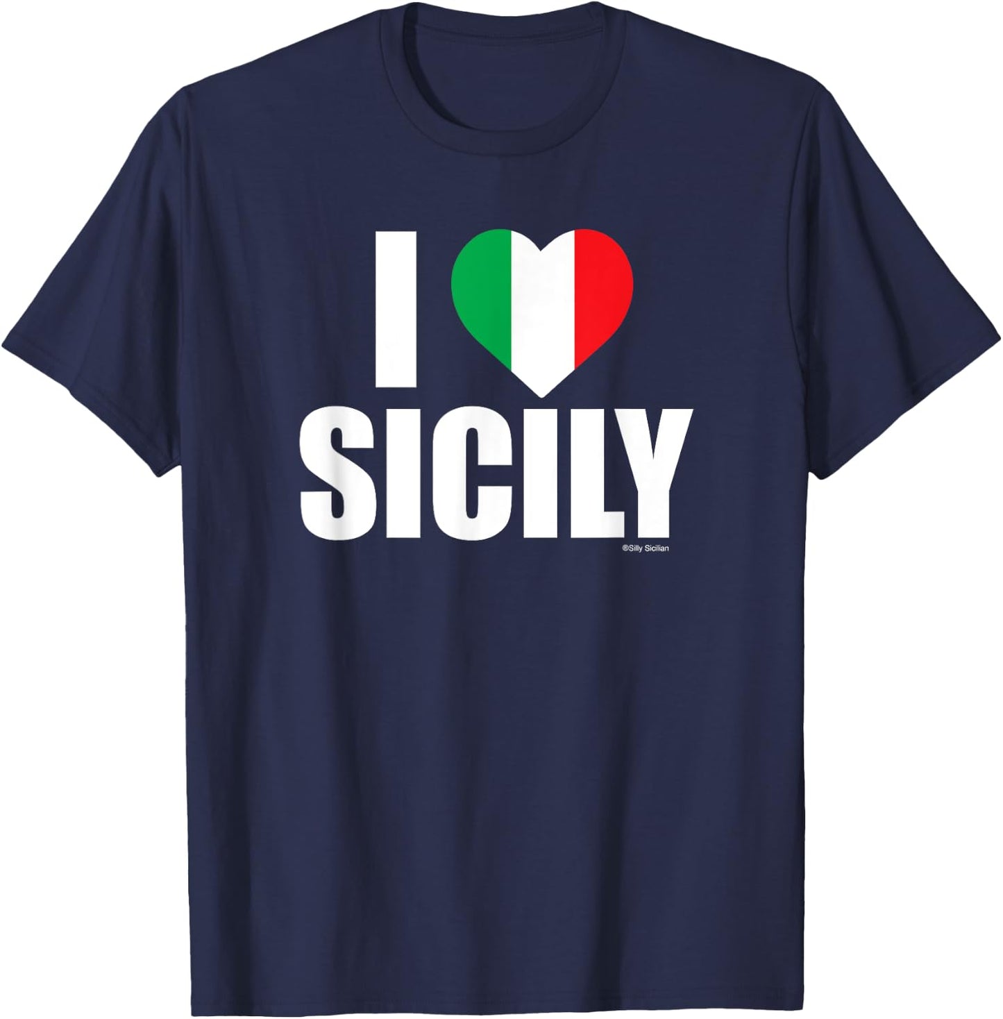 I Love Sicily, I (heart) Sicily; Italian Flag Heart T-Shirt - T-Shirt | Navy