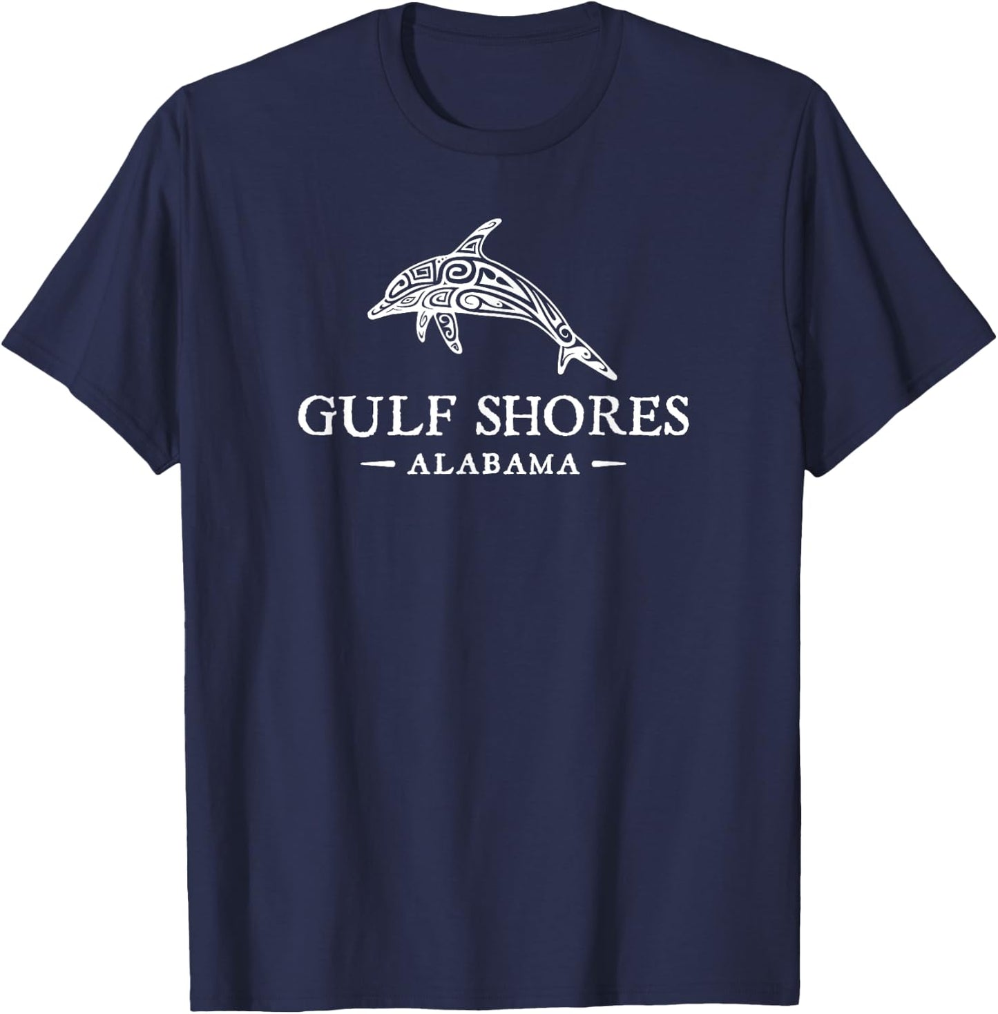 Gulf Shores Alabama Retro Dolphin Travel Vacation Souvenir T-Shirt - T-Shirt | Navy