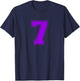 Number #7 Purple Sports Fan Jersey Number T-Shirt - T-Shirt | Navy