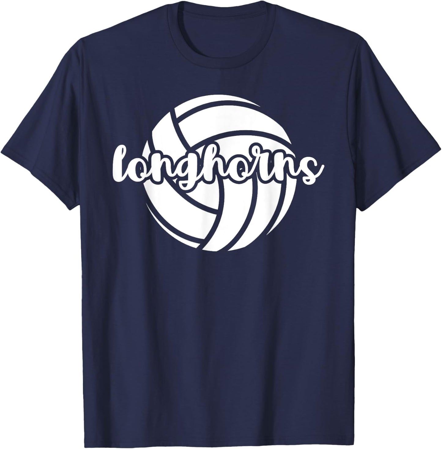 Longhorns Volleyball Team Mascot School Spirit Game Night T-Shirt - T-Shirt | Navy