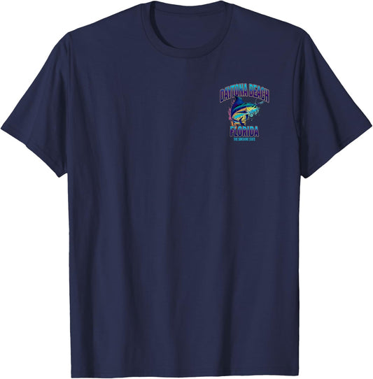 Vintage Daytona Beach Florida Retro FL Front & Back T-Shirt - T-Shirt | Navy