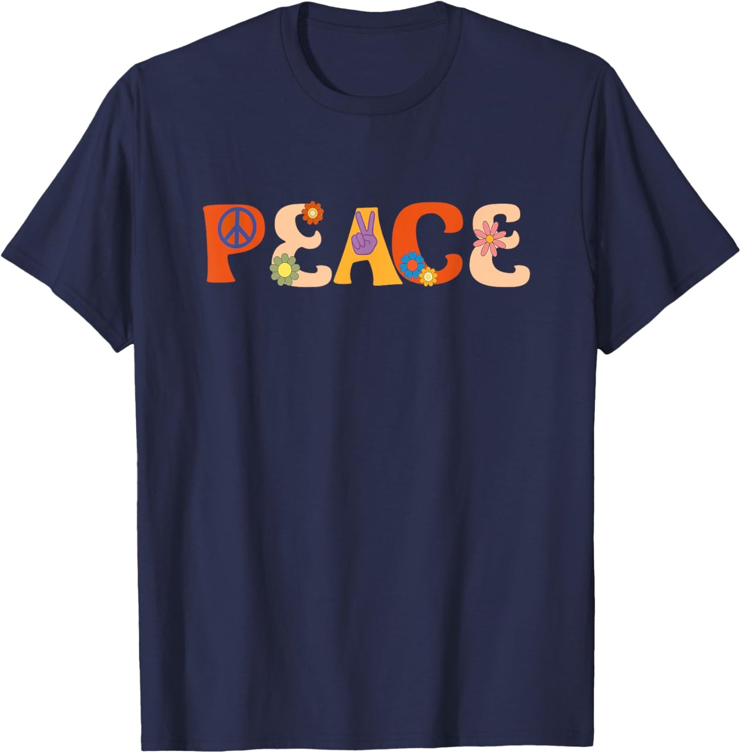 Peace Sign Hippie T-Shirt - T-Shirt | Navy