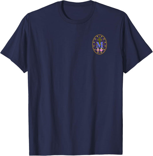 Miraculous Medal- Catholic Medal 001 T-Shirt - T-Shirt | Navy