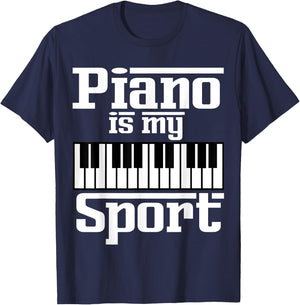 Piano Is My Sport Funny Pianist Music Keyboard Musician Gag T-Shirt - T-Shirt | Navy