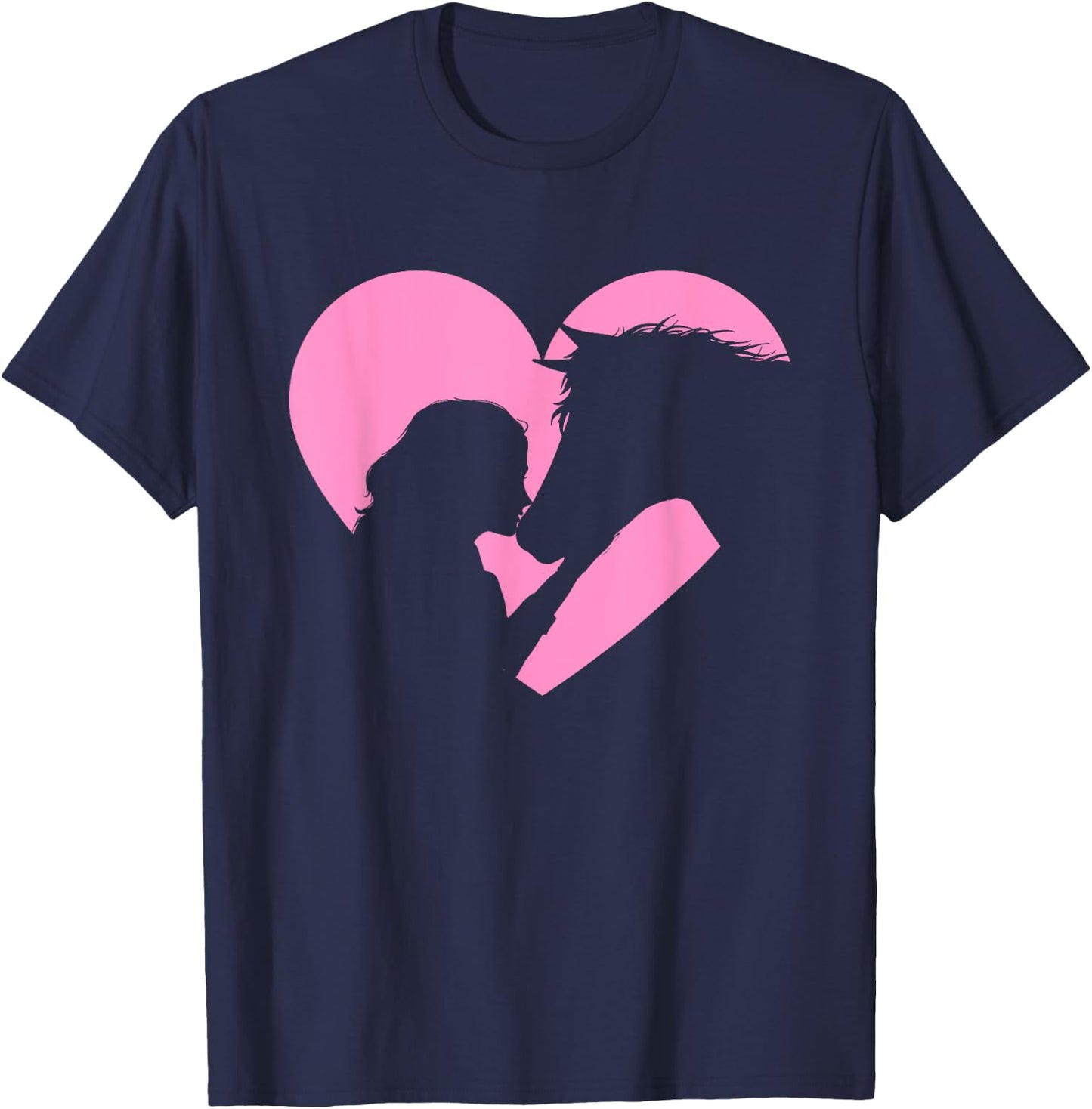 Horse Lover - Girl Kissing Horses Horseman Horseback Riding T-Shirt - T-Shirt | Navy