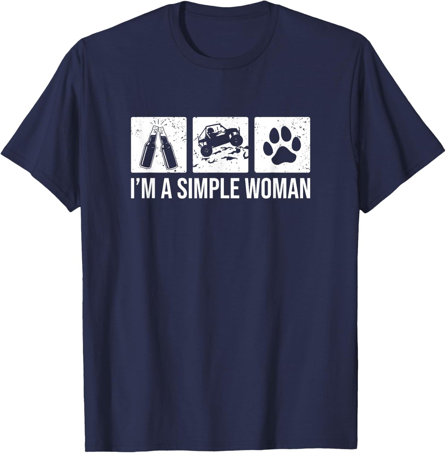 I'm A Simple Woman - Beer UTV & Dogs, SxS Side-By-Side T-Shirt - T-Shirt | Navy