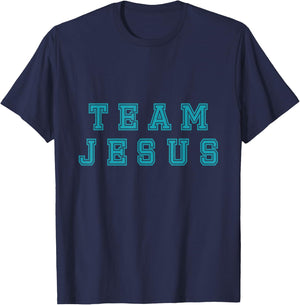 Turquoise text Team Jesus Christian Athletic sports faith T-Shirt - T-Shirt | Navy