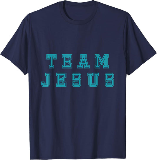 Turquoise text Team Jesus Christian Athletic sports faith T-Shirt - T-Shirt | Navy