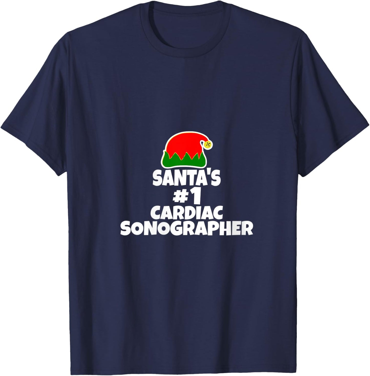 Santa's #1 Cardiac Sonographer Echo Tech Christmas Holiday V-Neck T-Shirt - T-Shirt | Navy