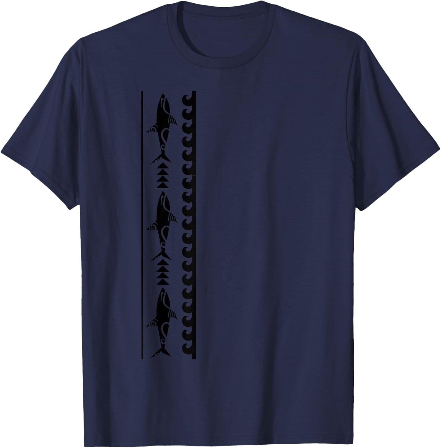 Shark Pattern New Zealand Symbol Haka Culture Maori Tribal T-Shirt - T-Shirt | Navy