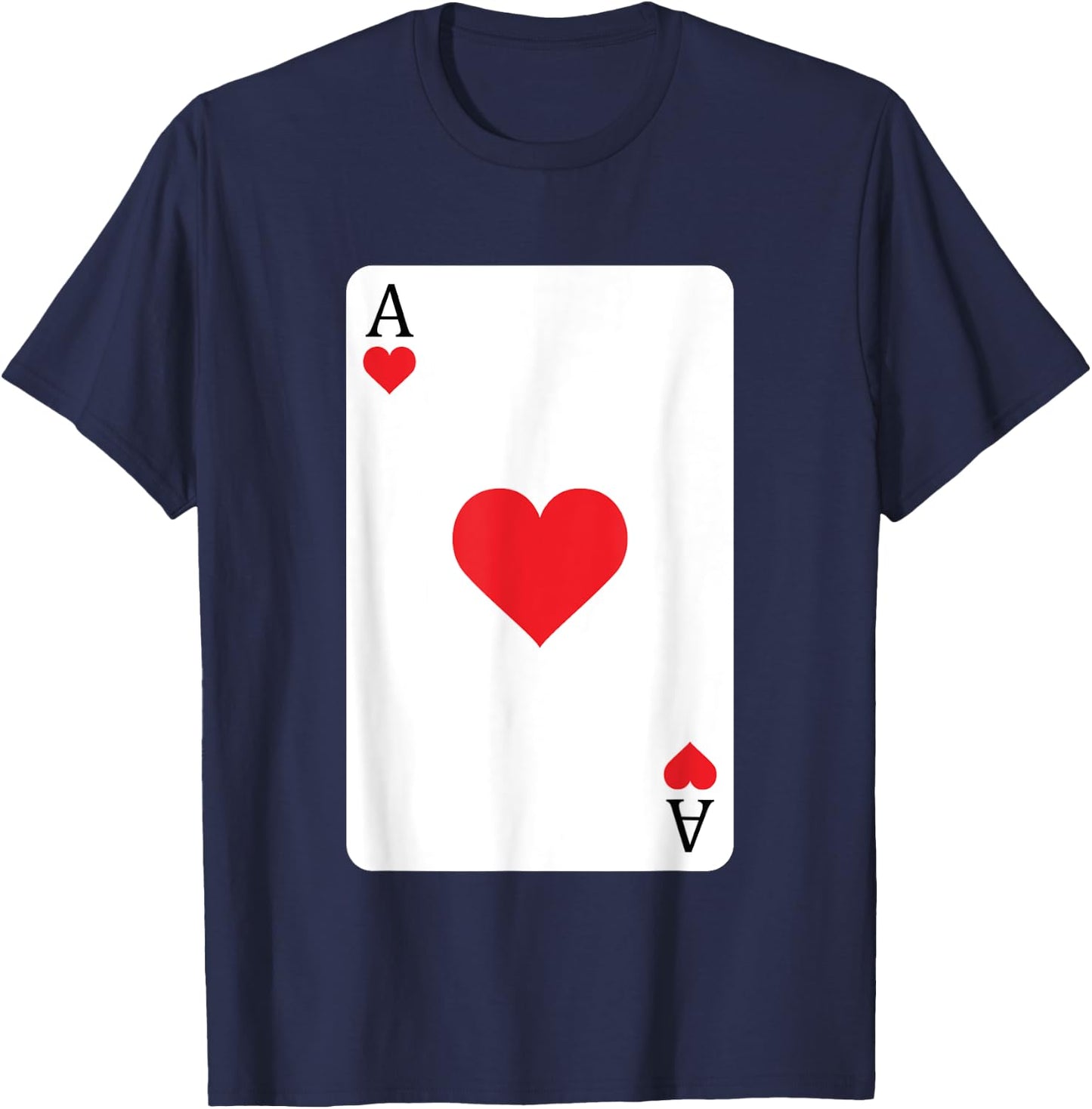 Ace Of Hearts Playing Card, Ace Card T-Shirt - T-Shirt | Navy