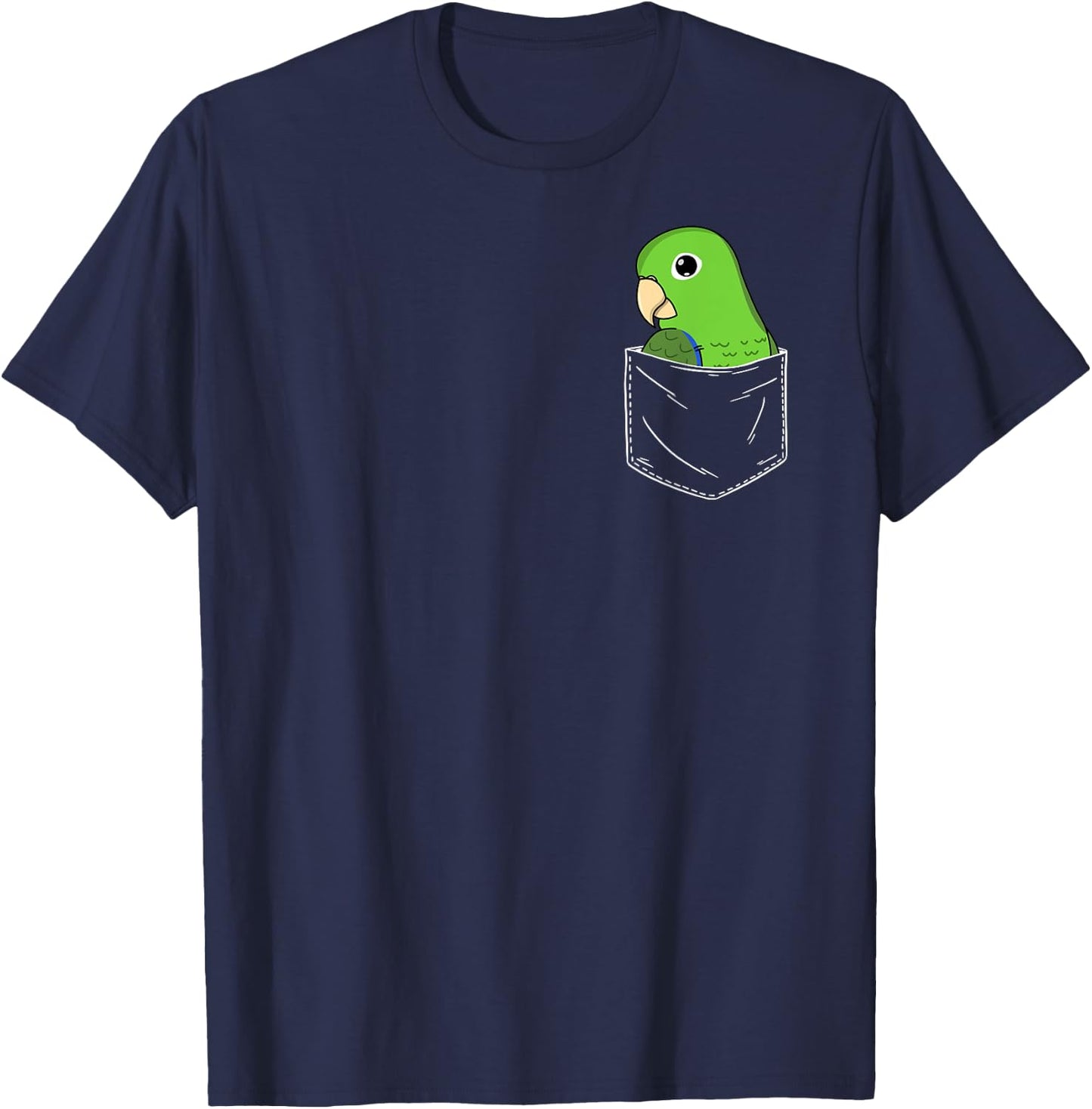 Cute Parrot In A Pocket I Green Parrotlet T-Shirt - T-Shirt | Navy