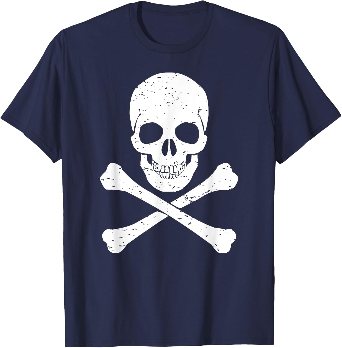 Skull & Cross Bones Vintage Pirate Halloween Lazy Costume T-Shirt - T-Shirt | Navy
