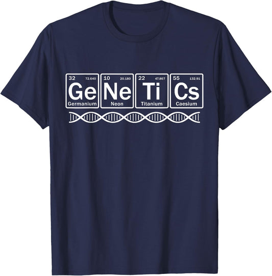 Genetics in Periodic Table Elements Funny Geneticist T-Shirt - T-Shirt | Navy