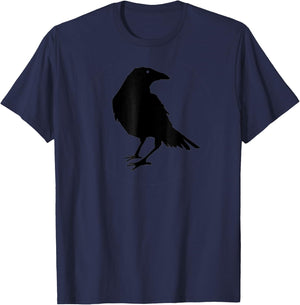 Beautiful Black Crow Raven Bird Silhouette T-Shirt - T-Shirt | Navy