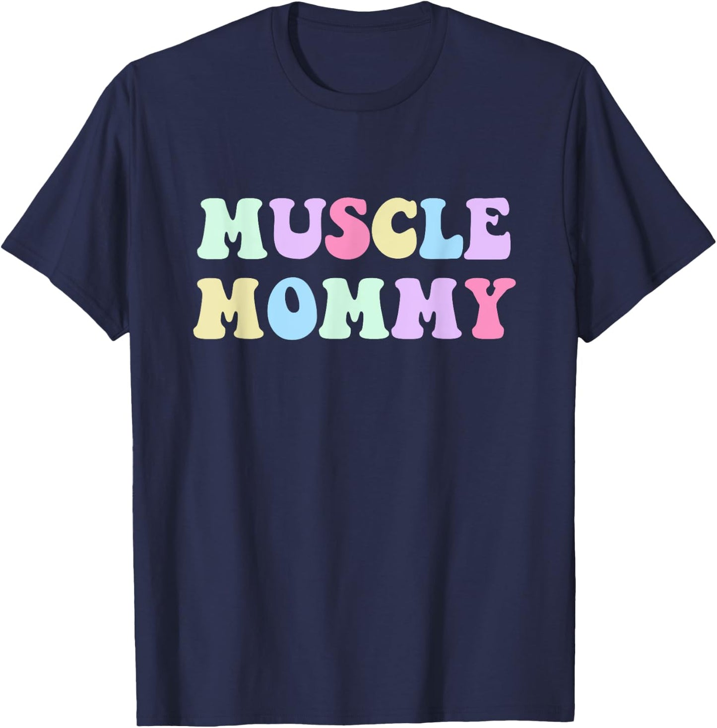 Muscle Mommy Retro Gym Mom Bodybuilder Weightlifting Fitness T-Shirt - T-Shirt | Navy