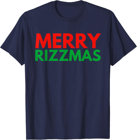 Merry Rizzmas, Rizz, Rizz Master, Christmas, New Years Eve T-Shirt - T-Shirt | Navy