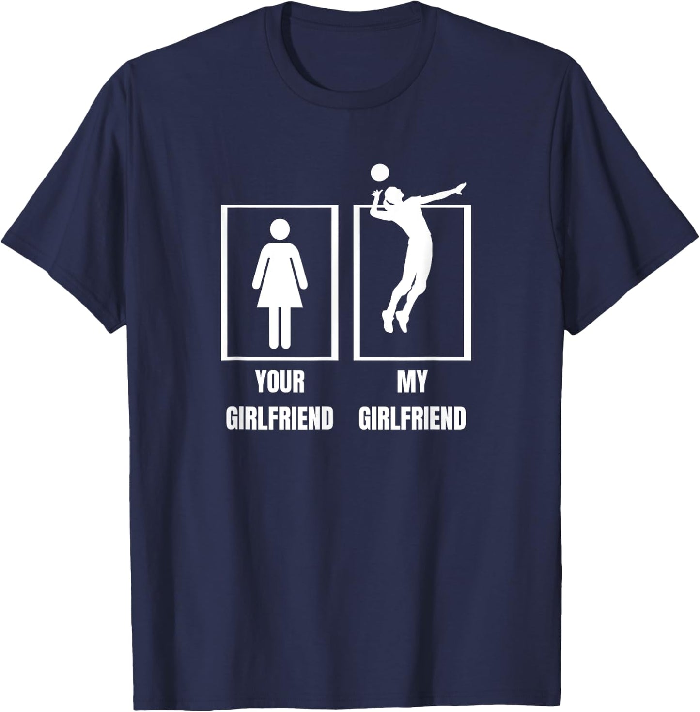 My Girlfriend Volleyball Player Proud Boyfriend Volleyball T-Shirt - T-Shirt | Navy