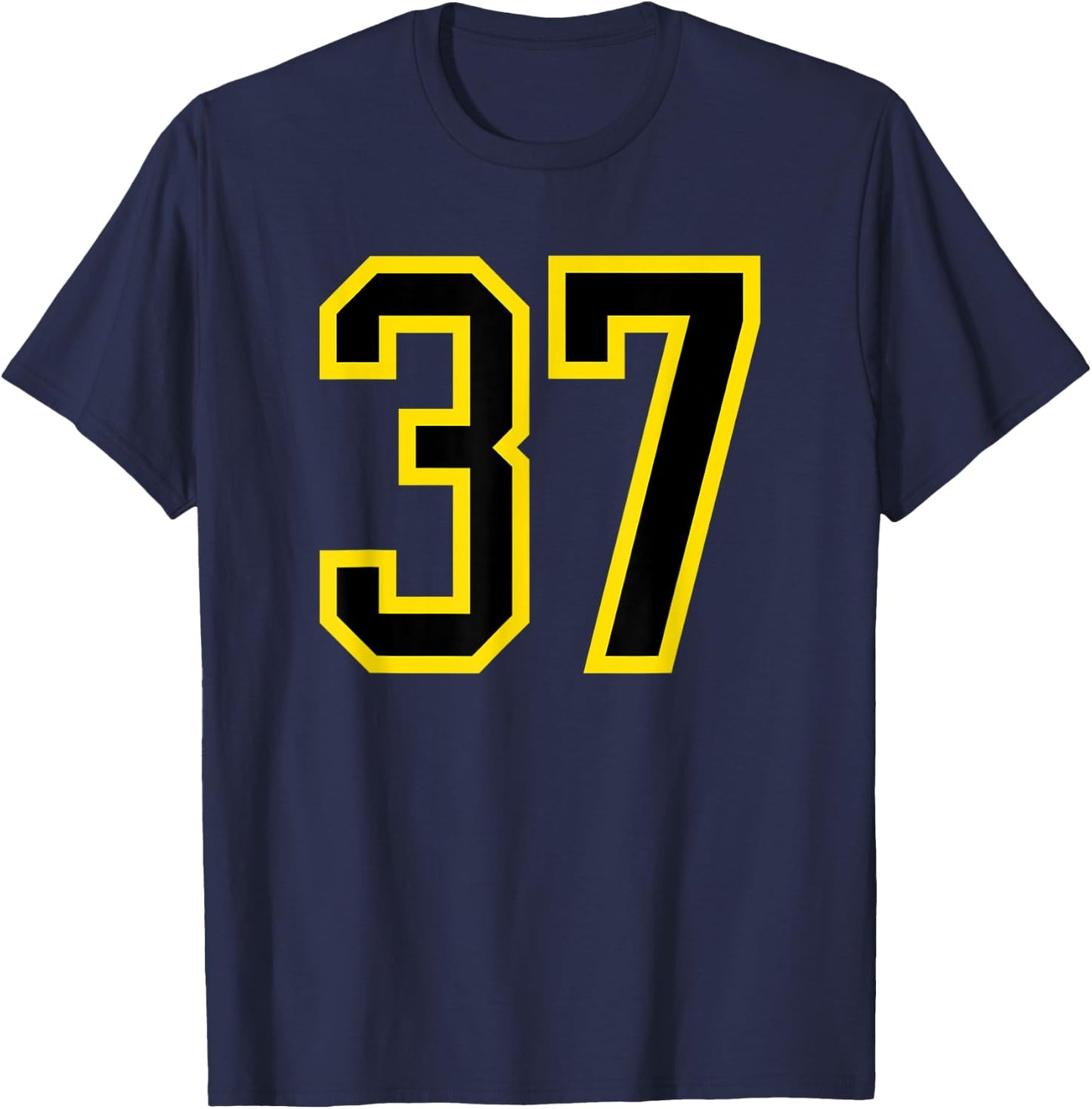 Jersey Number #37 Yellow Black Birthday Sports Number 37 T-Shirt - T-Shirt | Navy