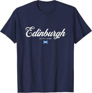 Edinburgh Scotland United Kingdom UK Retro Vintage T-Shirt - T-Shirt | Navy
