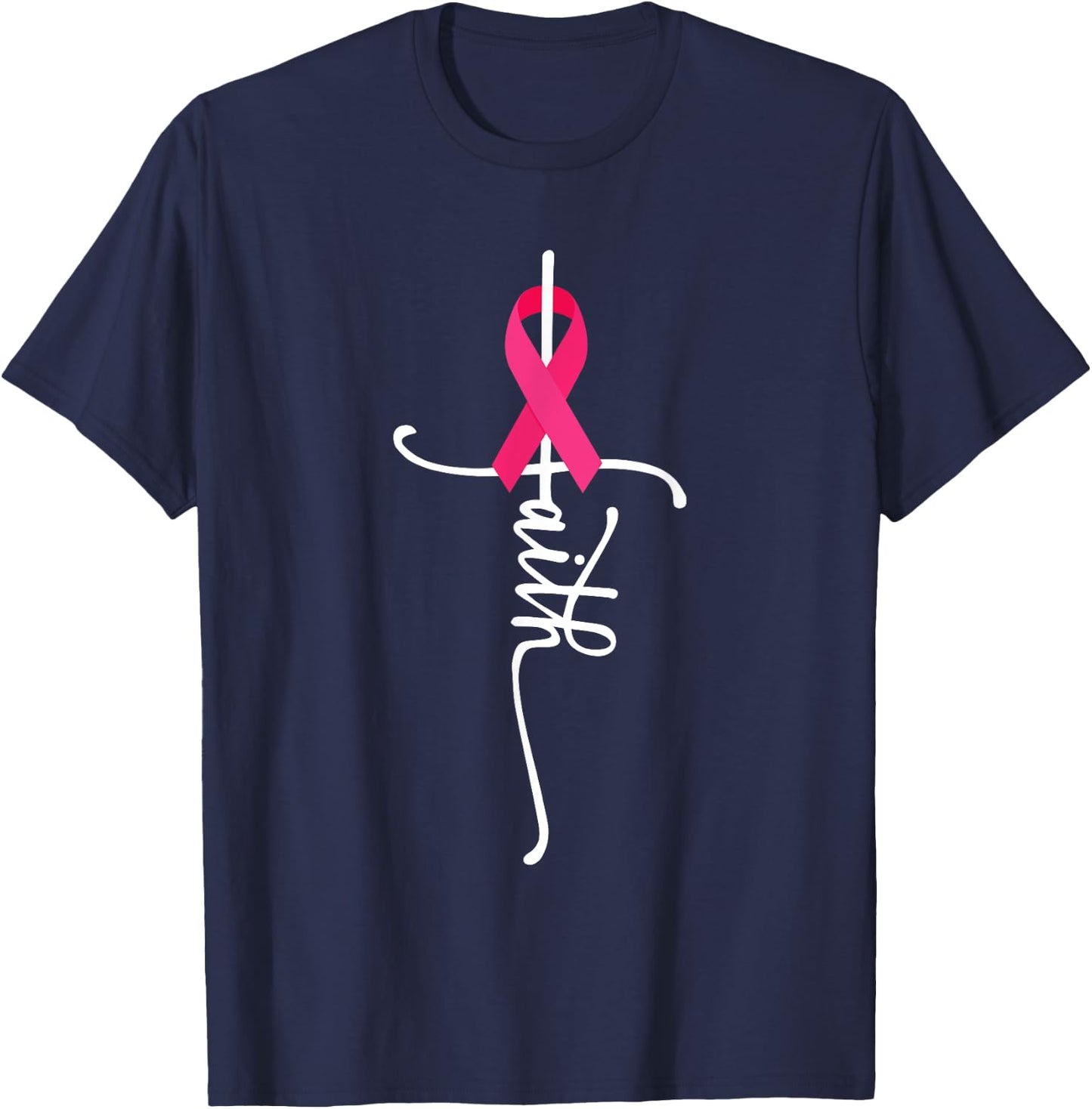 Breast Cancer Faith Breast Cancer Awareness T-Shirt - T-Shirt | Navy