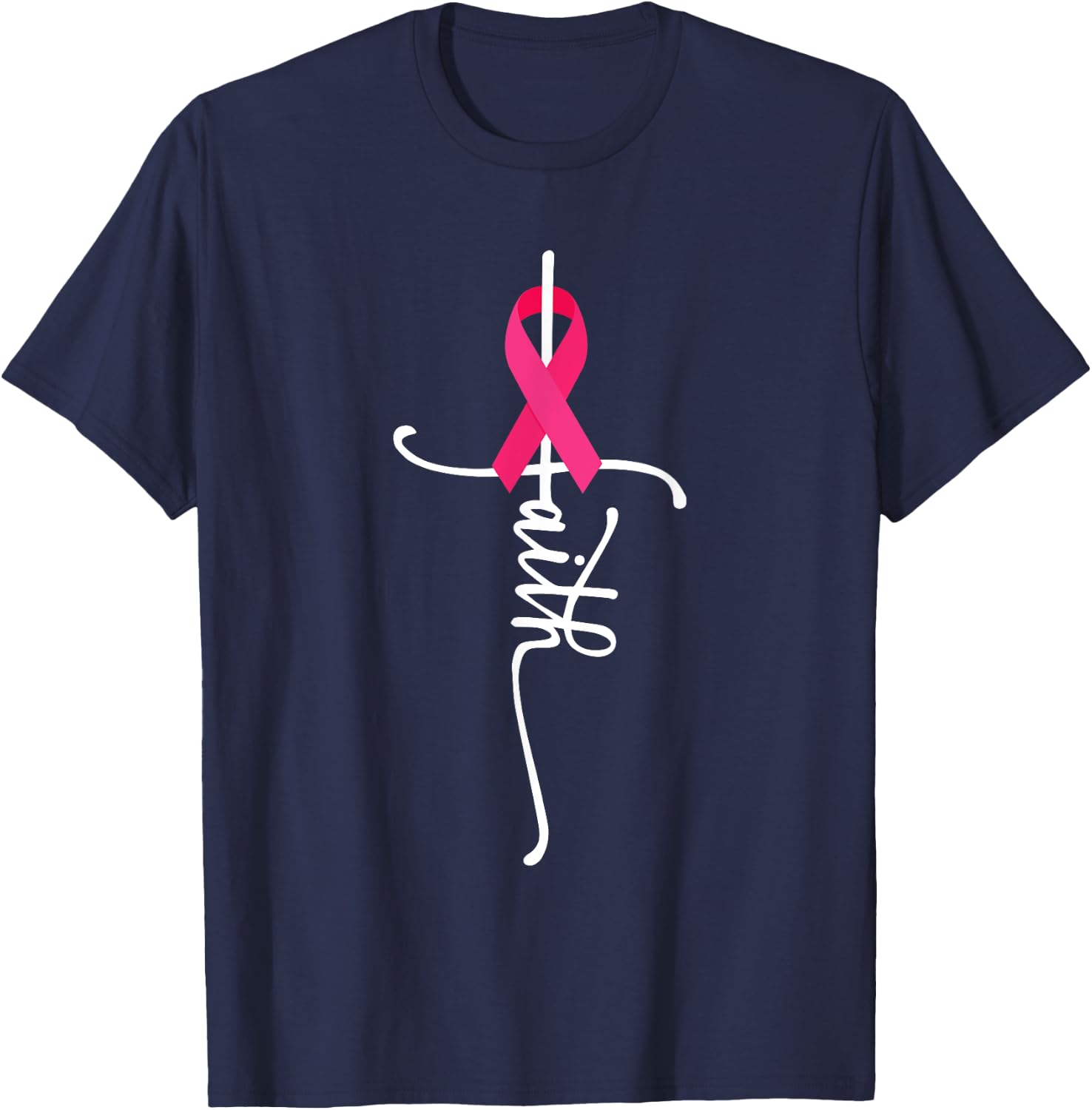 Breast Cancer Faith Breast Cancer Awareness T-Shirt - T-Shirt | Navy