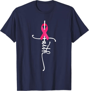 Breast Cancer Faith Breast Cancer Awareness T-Shirt - T-Shirt | Navy