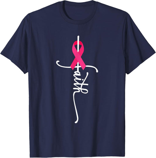 Breast Cancer Faith Breast Cancer Awareness T-Shirt - T-Shirt | Navy