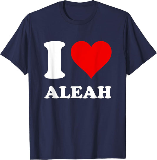 Red Heart I Love Aleah T-Shirt - T-Shirt | Navy