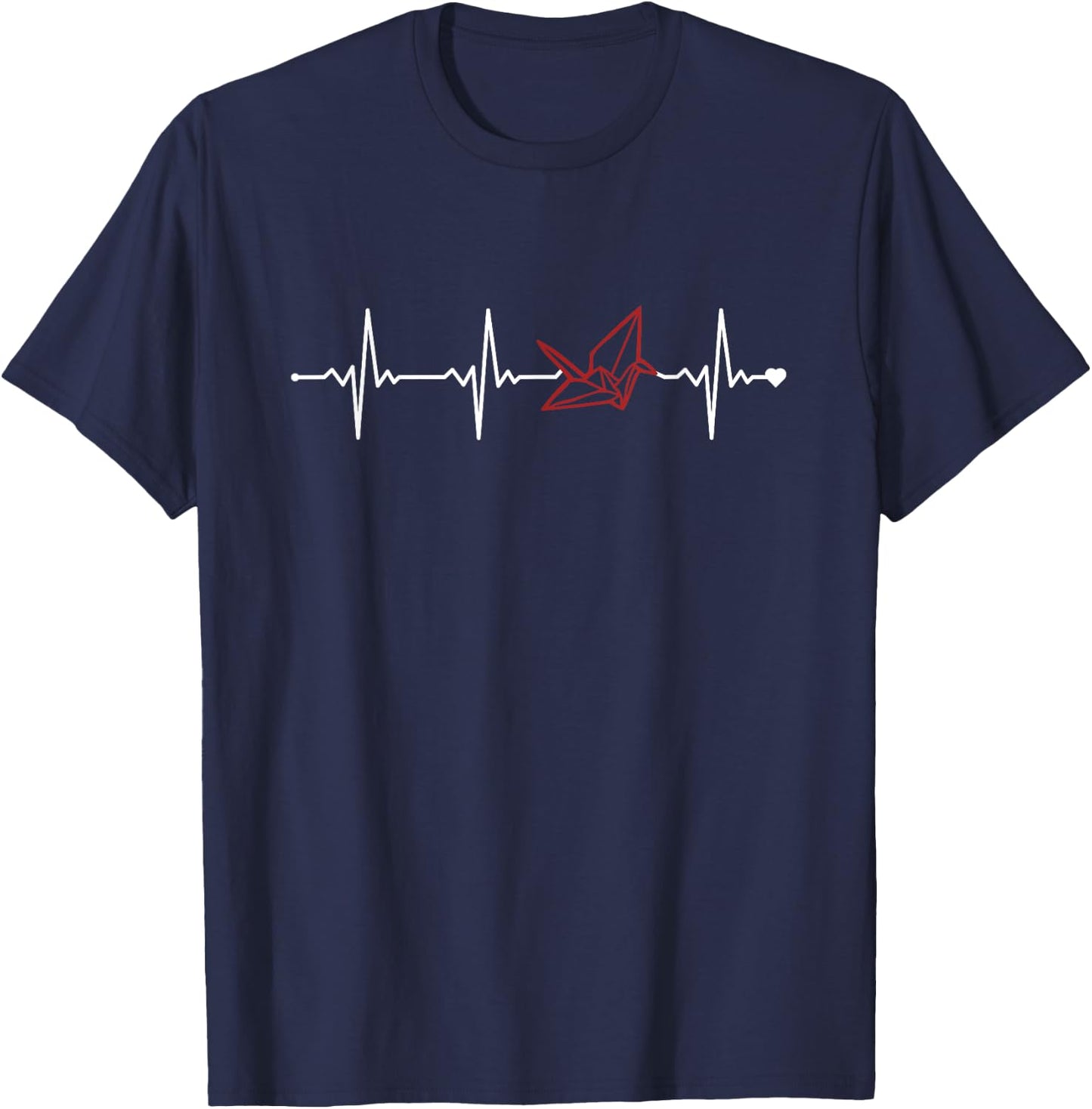 Origami Heartbeat Paper Crane Folding Owl Master Origami T-Shirt - T-Shirt | Navy