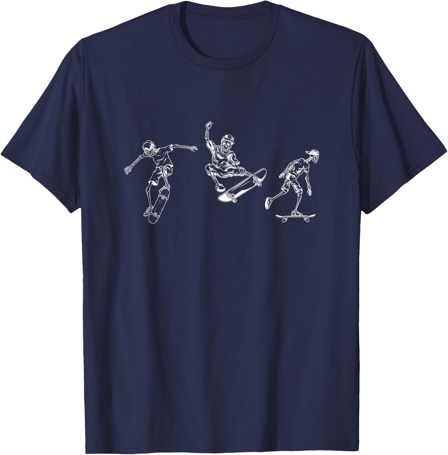 Skateboarding Skeletons Skeleton Skate Halloween Skater T-Shirt - T-Shirt | Navy